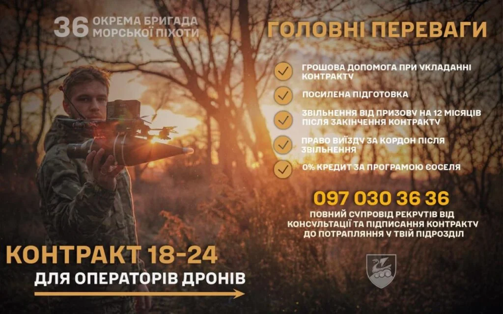 Морпіхи 36-ї бригади шукають операторів дронів: мільйон гривень та соцгарантії