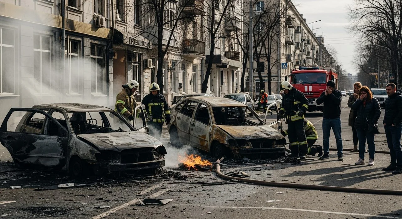 Дрон ворога скинув вибухівку в Херсоні: загорілися авто, пошкоджено комунікації