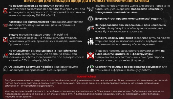 ЦПД, СБУ та МВС підготували інструкцію щодо протидії терористичним загрозам