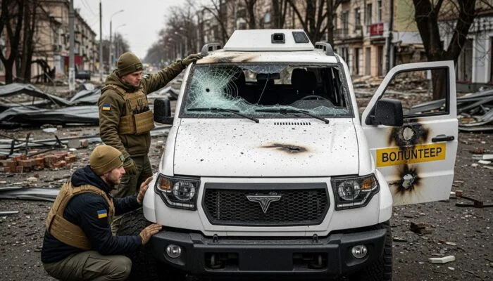 Росіяни атакували броньоване авто волонтерів у Херсоні під час евакуації