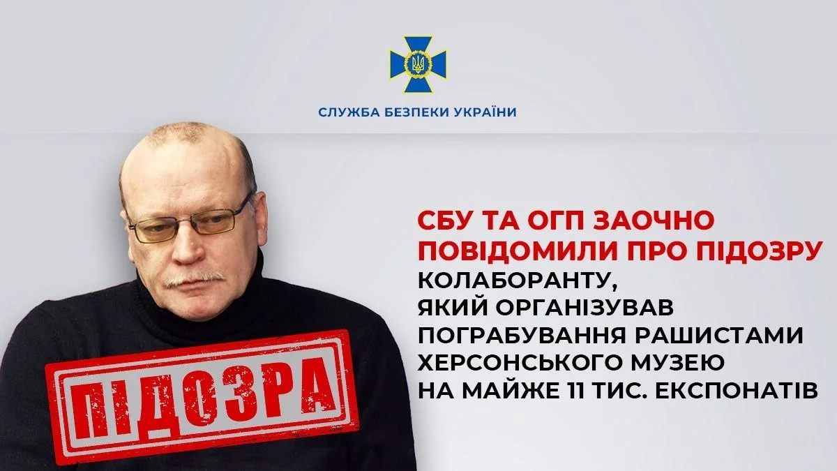 СБУ та ОГП повідомили про підозру колаборанту за викрадення 10 тис. експонатів