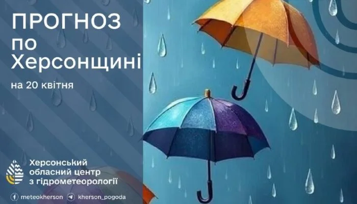 Прогноз погоди на 20 квітня 2026 року в Херсонській області