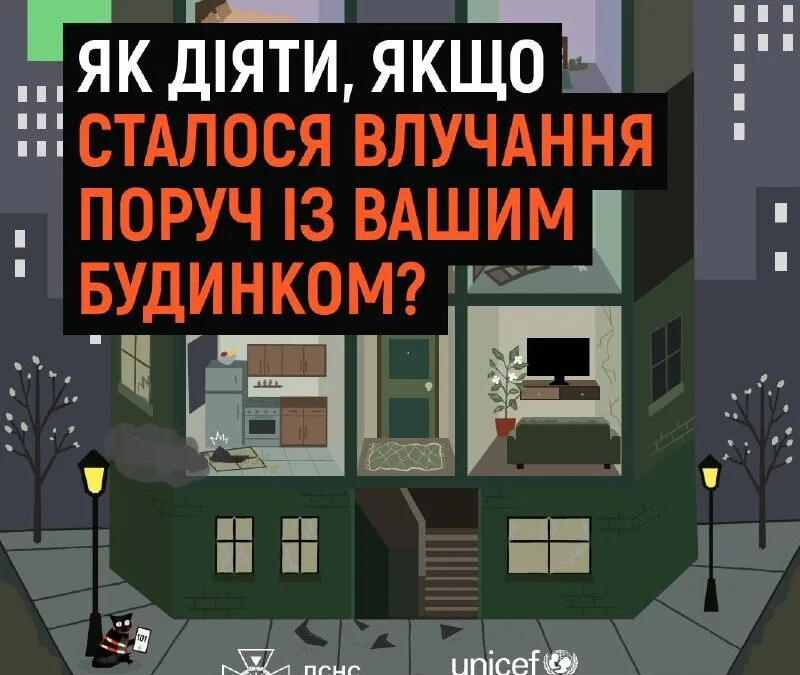 Дії після влучання снаряда поруч із будинком під час обстрілу